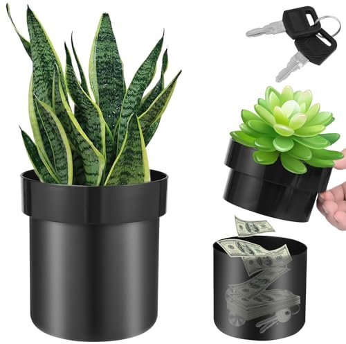 IXTIX Versteckter Safe Blumenkasten Schwarz, 2 Stöckiger Kleiner Tresor, Versteckter Blumenkasten mit 2 Schlüsseln, Tresor Versteck, Versteckt Schlüssel Uhr Schmuck