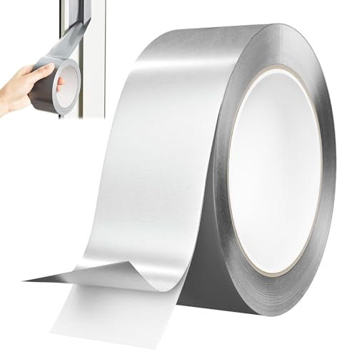 Scotch Aluminium Haute Temperature,Ruban Adhésif en Aluminium,50mm x 25m Ruban Adhésif Aluminium,Ruban Métallique Très Résistant,Scotch Alu,Résistant à La Chaleur,pour Réparation,Isolation,étanchéIté