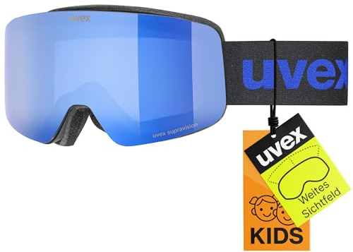 uvex pwdr FM Kinderskibrille, black matt/blue-clear, one size