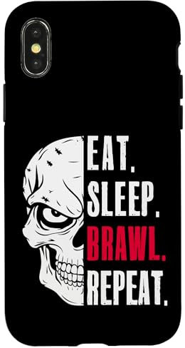 Eat Sleep Brawl Wiederhole lustige Videospieler-Spiele Hülle für iPhone X/XS
