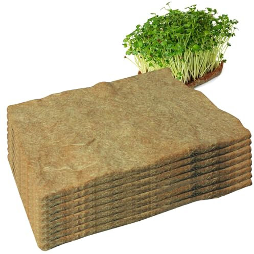 BEAHING Microgreens Growing Tray, 8Pcs Hemp Mats for Growing Microgreens 10x20'' Microgreens Growing Kit Jute Mat Organic Seed Sprouts Growing Mat for Seed Starter Trays