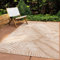 In & Outdoor Teppich Wetterfest Wohnzimmer Balkon Küchenteppich Terrassenteppich Flachgewebe Sisaloptik mit Muster blätter Natur beige 300x400 cm