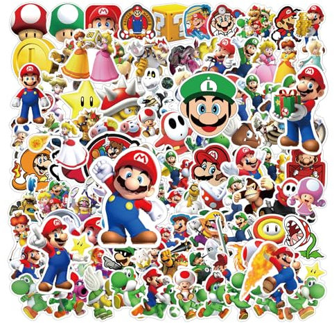 100 Stück Sticker Set, Mario Graffiti Aufkleber Kinder, Wasserfest Stickers für Mädchen Jungen Koffer Skateboard Laptop Kühlschrank Fahrräder DIY Scrapbooking Spielzeug Deko Kindergeburtstag