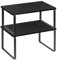 HAITRAL Kitchen Shelf Organizer for Cupboard, Expandable and Stackable, Countertop Cabinet Shelf Organizer Set of 2 Metal and Wood Kitchen Storage Shelves for Kitchen, Pantry, Bathroom, Black