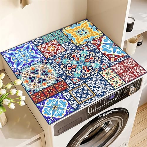 Highdi Housse de Protection pour Machine à Laver Top, Mandalas Coussin de Machine à Laver Antidérapant Housse de Machine à Laver pour Machine à Laver Ou Sèche-Linge (Rétro,50x50cm)
