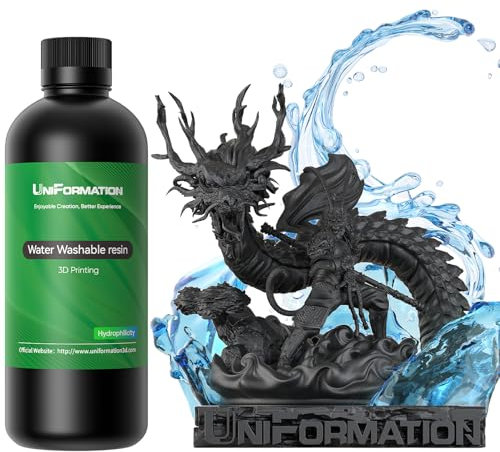 UNIFORMATION 3D Drucker Resin Wasser abwaschbares Harz leicht zu reinigen schnell UV-hrtendes 3D-Drucker-Harz Photopolymer niedrige Viskositt schnelles 3D-Harz für Schwarz 2KG