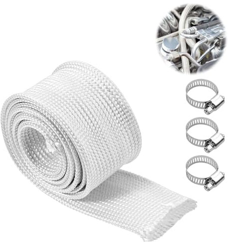 mizikuu Abgasschlauch, Hitzeschutzschlauch Auspuff 25mm mit 3 Clips Isolierung Abgasrohre Standheizung Fiberglass Sleeving Abgasschlauch für Stromerzeuger Isolierung Abgasschlauch Standheizung 200CM