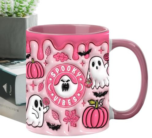 Fravsiu Tazza di Halloween horror, tazza in ceramica per Halloween,Tazza da caffè in ceramica con effetto con manico da 400 ml - Photobooth Props Decorazione stagionale della tazza Novità Bicchieri