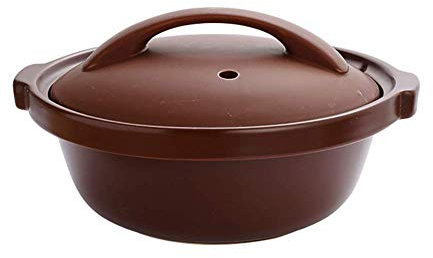 ZGYOZMNG Keramik-Auflaufform, Flacher Topf, gesundes Kochgeschirr mit Deckel und Griff, für Slow Cooker Bibimbap, braun, 2,64 Quart