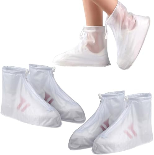 2 Paar Wasserdicht Schuhüberzieher Wasserdichte Überschuhe mit Reißverschluss Wiederverwendbare Regenüberschuhe Rutschfeste Regen Schuhüberzüge Für Regen, Schneetag, Schlammige Straßen (XL)