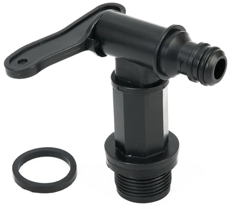 RV Water Tank Drain Valve, With 3/4 Inch for BSP Thread Adaptor For 1 Inch Flexible Fresh/Waste Pipe, ON OFF Lever Tap For Motorhomes, Caravans, Campers, Trailer, RV
