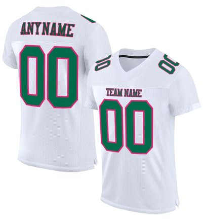 Personalisiert American Football Trikot Kinder und Erwachsene Benutzerdefiniertes Fußballtrikot Individuelle Football Jersey mit Printed Team Namen Nummer & Logo Atmungsaktiv T-Shirt Größe S ~ 7XL