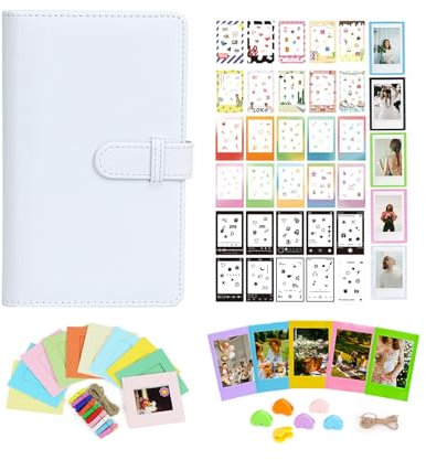 Aisnyho Instant Film Accessories Kit for Instax Mini LiPlay 12 11 9 8+ 8 evo 99 SE 40 90 70 50S 26 25 7S Camera,Include Album/Film Stickers/Mini Frames/Colorful Clip (Clay White)