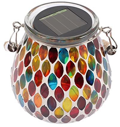 OSALADI Solar Lampe Jar Außen Licht Mosaik Solar Funktion für Hof Rasen Garten Rot