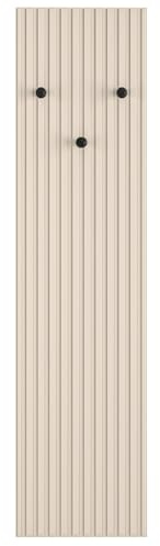 Selsey Wandgarderobe Caletto Beige - Wandpaneel aus Laminatplatte mit ABS-Kanten - 3 Schwarze Haken - Moderne Lamellen - 137x34cm - Feuchtigkeits-, Kratz- & Hitzebeständig - Selbstmontage