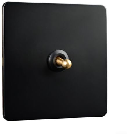 Hasaller Wandschalter Kippschalter Lichtschalter Edelstahl Wand Kippschalter Antik Messing Steckdose Panel Antik Schalter Retro Kippschalter (1 Gang)