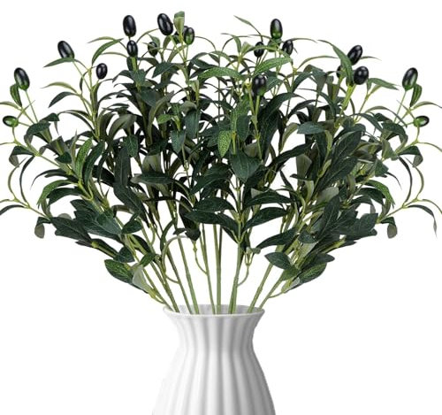 HUSESIN 5 Pièces Branches d'Olivier Artificielles Fausses Branches D'Olivier Tiges Bouquets de Plantes Artificielles Branche Artificielles d'olive pour Vases pour Décoration Maison
