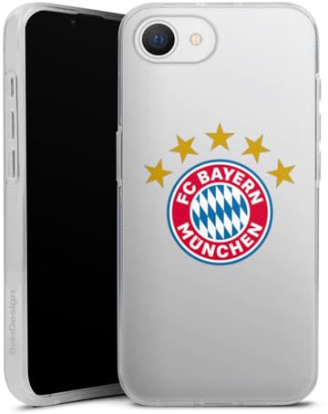 Silikon Hülle kompatibel mit Apple iPhone 16 e Case transparent Handyhülle FC Bayern München FCB Sterne