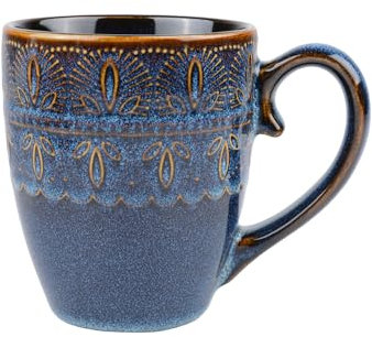 Aegistus Taza de café de cerámica de 500 ml, taza de té, color azul