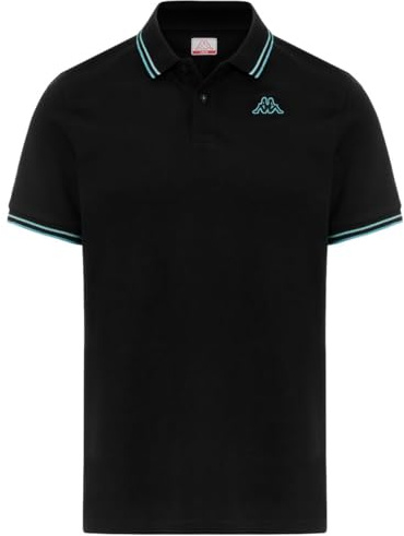 Kappa Ezio 2 Poloshirt für Herren, bequem und stilvoll, Schwarz und Türkis Lt und Türkis, Größe 3XL