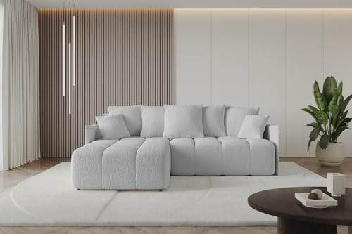 ALTDECOR Ecksofa mit Schlaffunktion und Bettkasten Corner Sofa Bett Eckcouch Couch L-Form Schlafcouch Ausziehbar Wohnlandschaft Schlafsofa Cauchsofa LONLI-L 251x189x68 Hellgrau