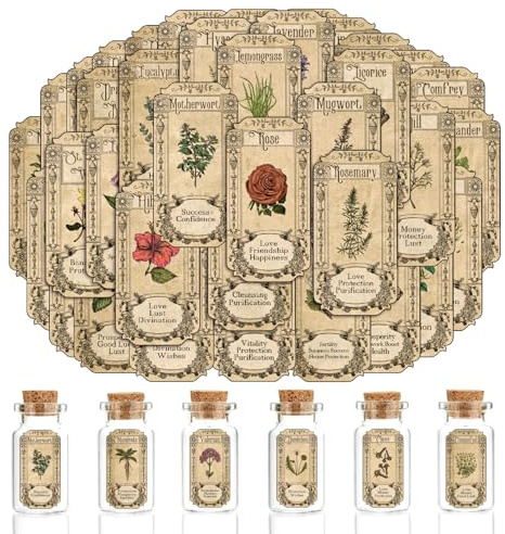 72Pcs Herb Stickers Lables for Jars Vintage Spice Apothecary Herb Spice Labels Stickers Spices Sticker Label for Bottles Tags Jars(herb72)