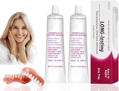 Thermoplastischer Zahnprothesenkleber,2pcs Haftcreme für Zahnprothesen,Thermoplastic Denture Adhesive,Zahnprothesen-Haftmittel,Thermoplastisches Zahnprothesen Kleber