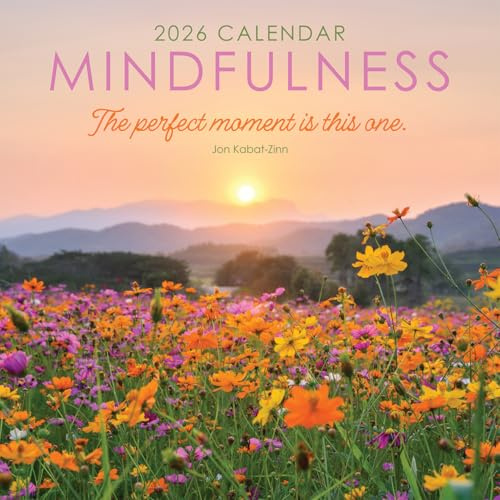 2026 Mindfulness Wandkalender zum Aufhängen, quadratisch, 30,5 x 30,5 cm, mit entspannenden Fotos und inspirierenden Zitaten, kein Kunststoff, umweltfreundlich, Tages-, Wochen-, Monatsplaner für 12