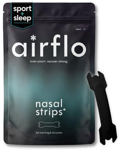 airflo Nasal Strips 30 Pack | Nose Strips for Sport & Recovery | Premium Satin Weave | Anti-Slip, Sweat-Resistant, Hypoallergenic | Black | Running & Endurance Strips