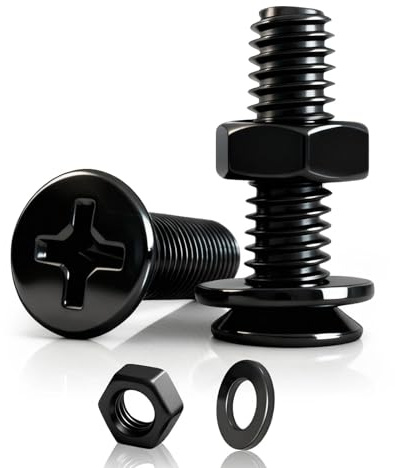 PDKKFF Juego de Tornillos M4, 50 Piezas M4x10mm Tornillos de Cabeza Avellanada Plana Cruciforme con Tuercas y Arandelas, Nergo, Acero al Carbono para Muebles y Maquinaria
