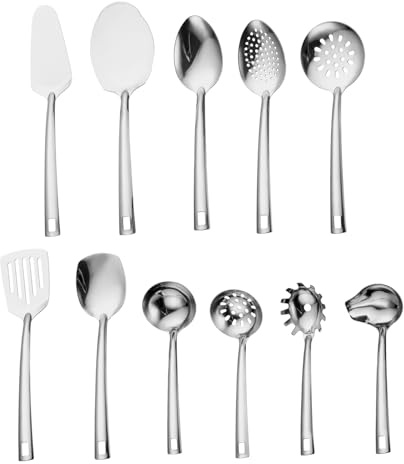 UCFBWO Set di utensili da cucina, 11 pezzi, utensili da cucina, in acciaio inox, set di utensili da cucina