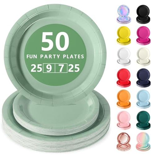 Nkaiso 50Pcs Verde Salvia per feste, piatti carta eleganti