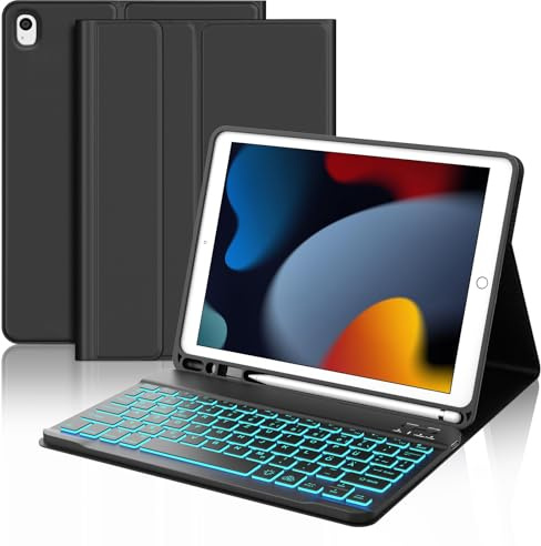 Occtingkind Für iPad 10.2 9./8./7. Gen Tastaturhülle mit Beleuchtung QWERTZ