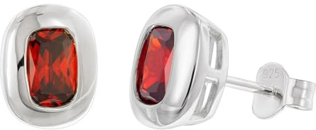 trendor Damen-Ohrringe 925 Silber Ohrstecker Zirkonia Granatrot 21440-16