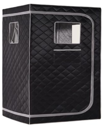 Dampfsauna, Tragbares Dampf-Sauna-Zelt, 2-Personen-Sauna-Zelt in voller Größe, Doppel-Sauna-Zelt, Körper-Heim-Spa zur Entspannung, Entgiftung, kein Dampfgarer(Black Gray)