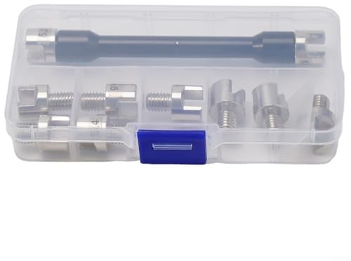 Juego de herramientas de llave de radios para motocicletas y motos de cross, 11 piezas con 10 cabezales intercambiables y estuche de almacenamiento