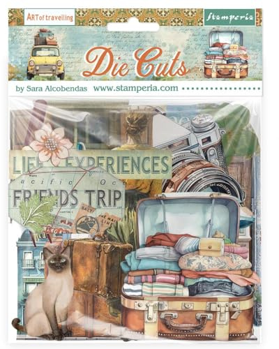 Stamperia - Die Cuts for Scrapbooks, Albums, Cards, Bullet Journals and More, Laser Cut Cardboard Shapes, Easy to Glue, Perfect for Hobbies, Crafts, and Gifting (Art of Travelling) (Assorted)
