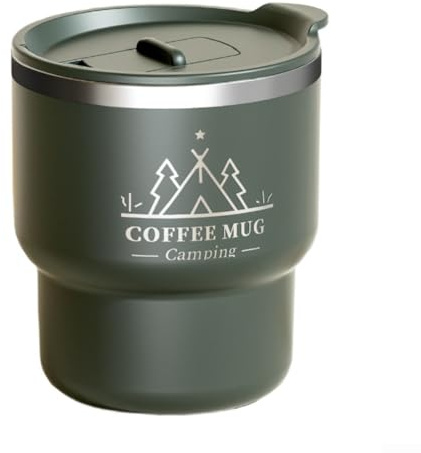 Vaso de acero inoxidable al vacío, botella de agua aislada de doble pared con tapa abatible, taza de café de viaje a prueba de fugas para oficina y uso al aire libre, vaso de té portátil (verde)