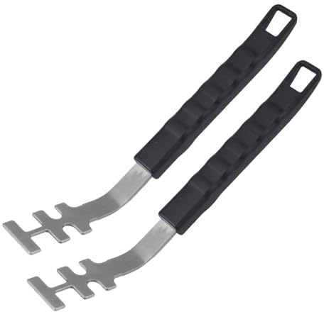 2-Pack BBQ Grate Lifter Stainless Steel Grill Grid Puller | This heat-resistant tool allows you to lift hot barbecue grates safely.