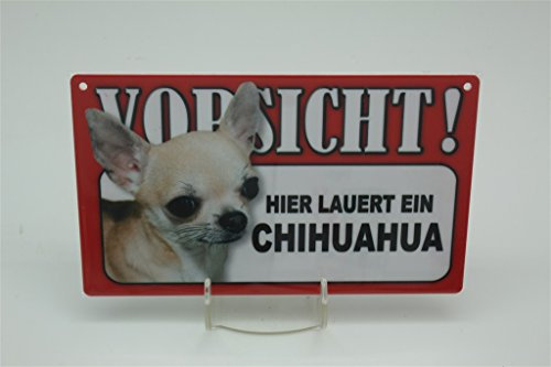 CHIHUAHUA - Tierwarnschild - VORSICHT Tier Warnschild 20x12 cm Hund Hunde Schild 12
