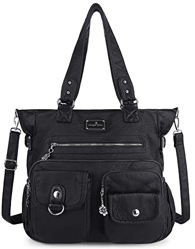Angel Kiss börsen Handtaschen für Frauen PU Tote Satchel Taschen für Frauen Taschen Schultertaschen XS160500, Schwarz (schwarz), Medium