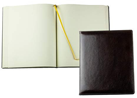DELMON VARONE - Personalisierbares Gästebuch gebunden in Premium Leder Vintage Anilin braun, Blanko Buch mit Hardcover Einband und Merkband für Hochzeit, Taufe, Geburtstag, Geburt und Konfirmation
