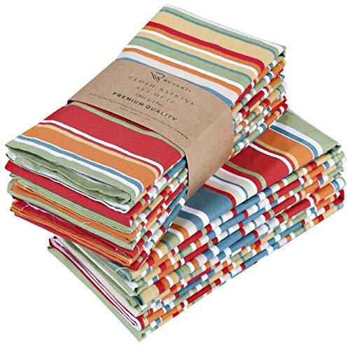 Ruvanti Stoffservietten, 12 Stück, 50,8 x 50,8 cm, weich und bequem, 100% Baumwolle, Wiederverwendbare Leinenservietten für Weihnachten/Erntedankfest, Hochzeiten und Cocktail-Partys