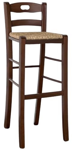 ok Affarefatto zimbardi Constanza Chaise Tabouret Snack avec Trou/Manche en Bois Paille h 80 cm du Sol à l'assise en Couleur Noyer foncé Neuf déjà monté, 2