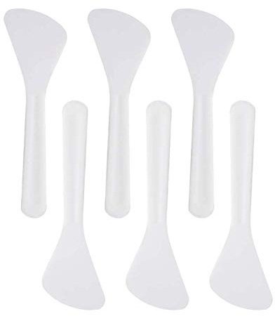 100Pcs Mini Disposable Cosmetic Spatulas Facial Care Cream Mask Spoon Stick Plastic Mixing Spatulas Makeup Scoop for Mixing and Sampling Makeup Cosmetic Beauty Tools, White