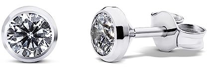 TIABELLE – Ohrstecker TRUMPET aus Titan mit funkelnden Zirconias – Silberfarbene Ohrringe für Damen – allergenfrei & hautverträglich – Handmade in Germany (MIDI | 5,1mm ø | White)