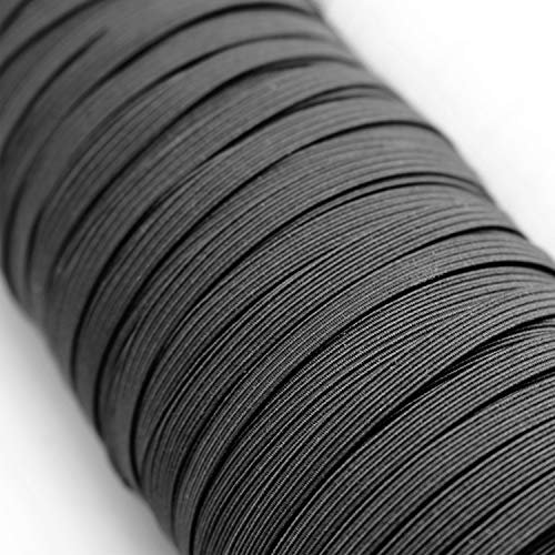 Urhome flaches 3mm Gummiband zum Nähen von DIY Kleidung Flachgummi | elastische Gummilitze Wäschegummi | Schnur Gummi mit hohe Elastizität Schwarz in 180 Meter Rolle