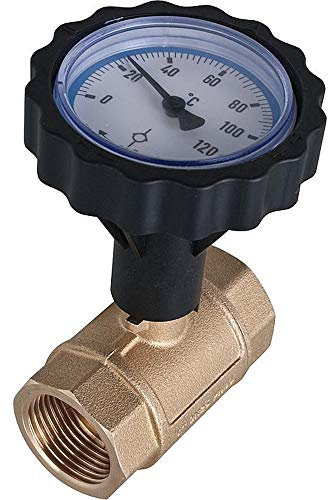Solarkugelhahn 3/4 IG mit Schwerkraftbremse Thermometergriff blau