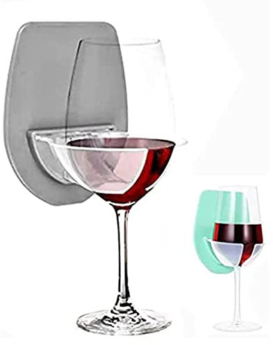 DMAIPuk Wine Glass Holder, Bath Accessories for Wine & Beer, 2PCS Portable Suction Cup Holders with Strong Suction for Bath & Shower Home Decor