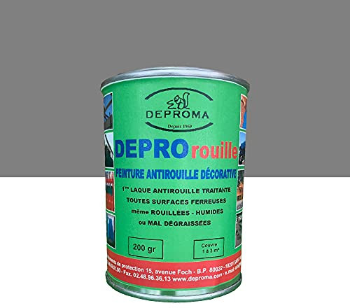 DEPROMA | Peintures glycéro | fer antirouille métaux | 200gr | Protection contre la rouille | peinture ferronerie - Gris Clair - RAL 7037